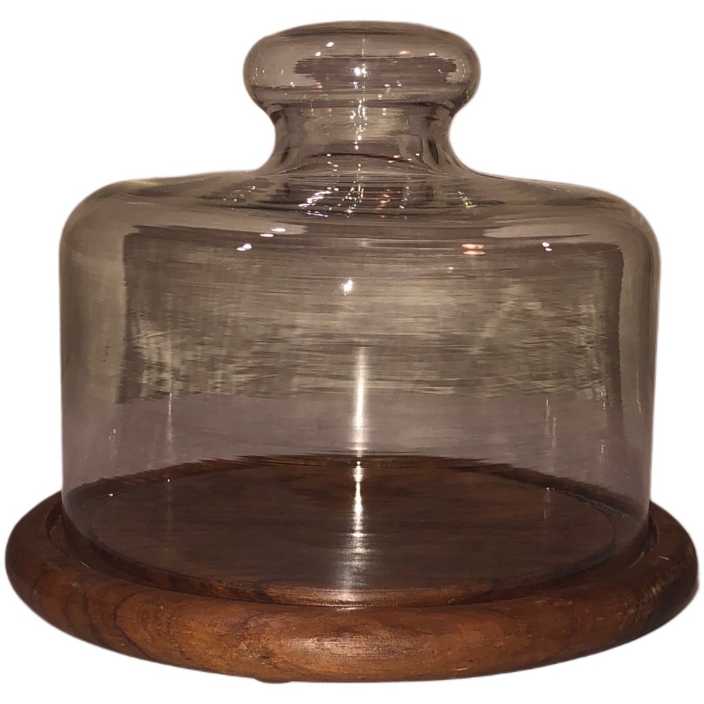 Towle Gailstyn-Sutton Cloche Cheese Board W/ Glass Dome & Teak Wood Base